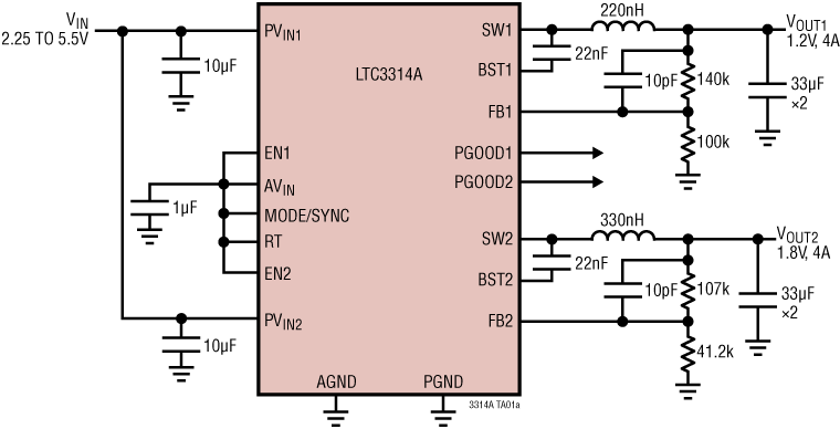 LTC3314A Application Circuit