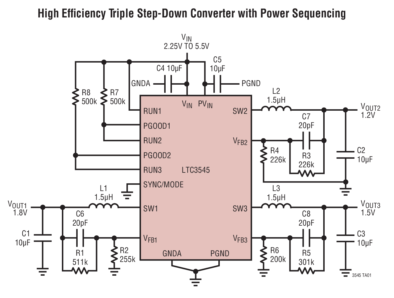 High Efﬁciency Triple Step-Down Converter with Power Sequencing