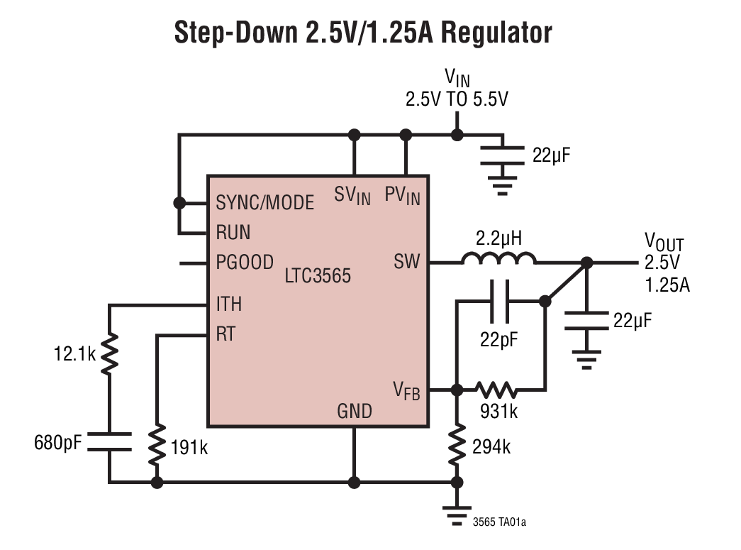 Step-Down 2.5V/1.25A Regulator