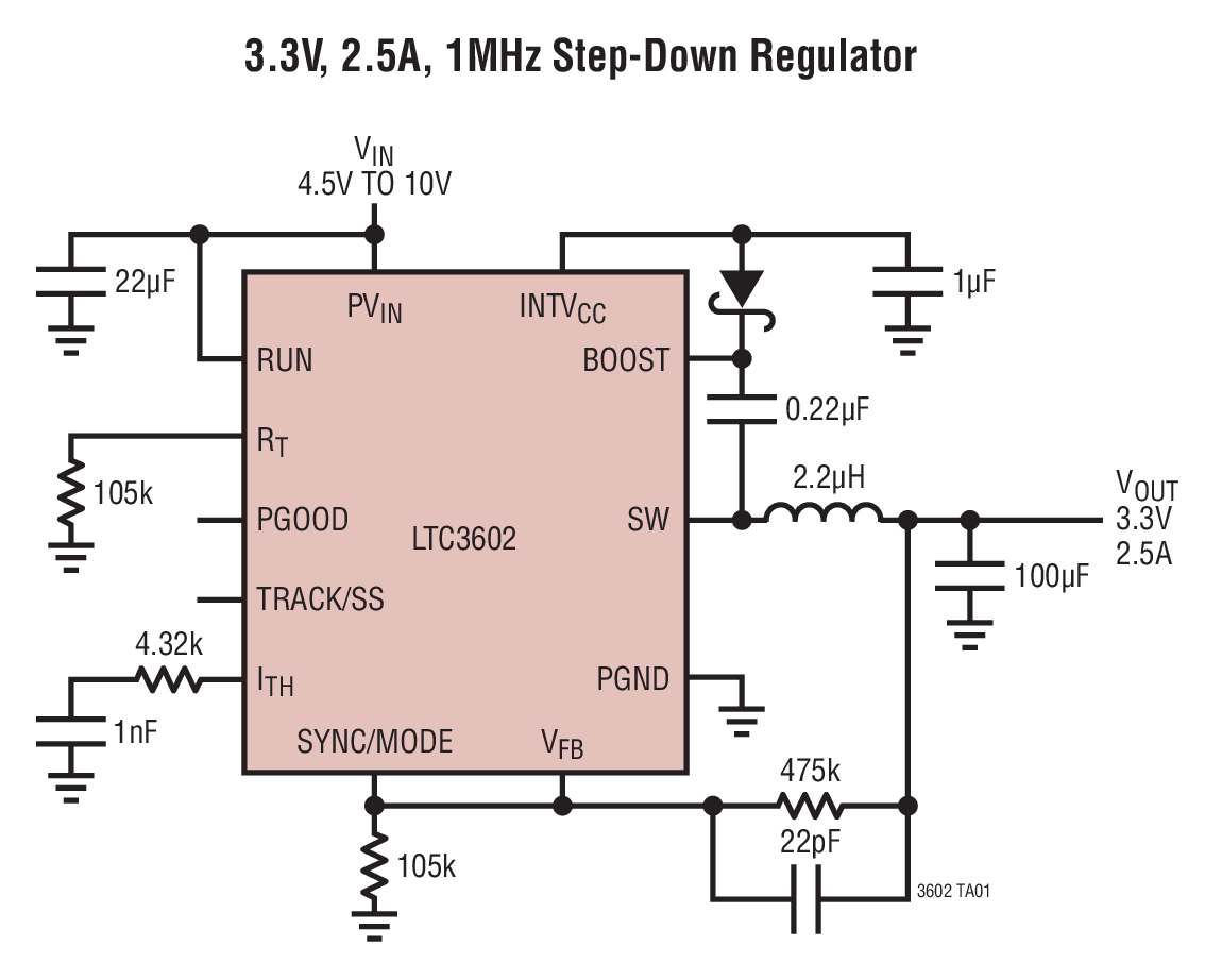 3.3V, 2.5A, 1MHz Step-Down Regulator
