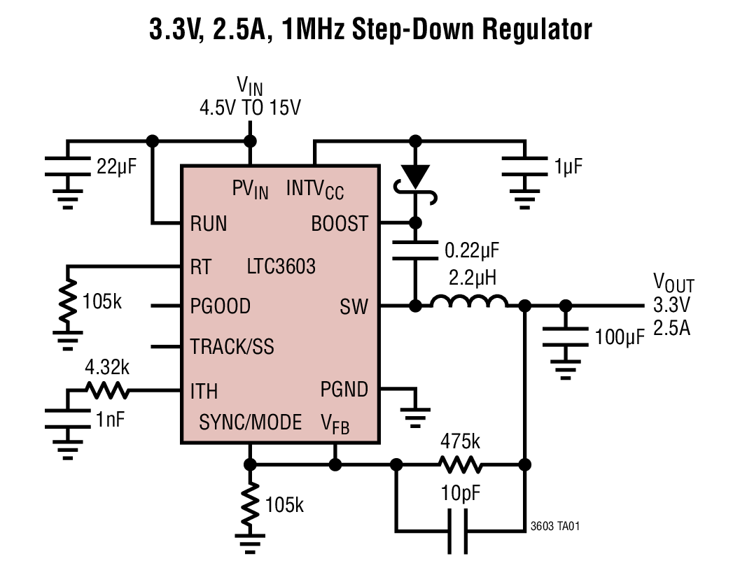 3.3V, 2.5A, 1MHz Step-Down Regulator