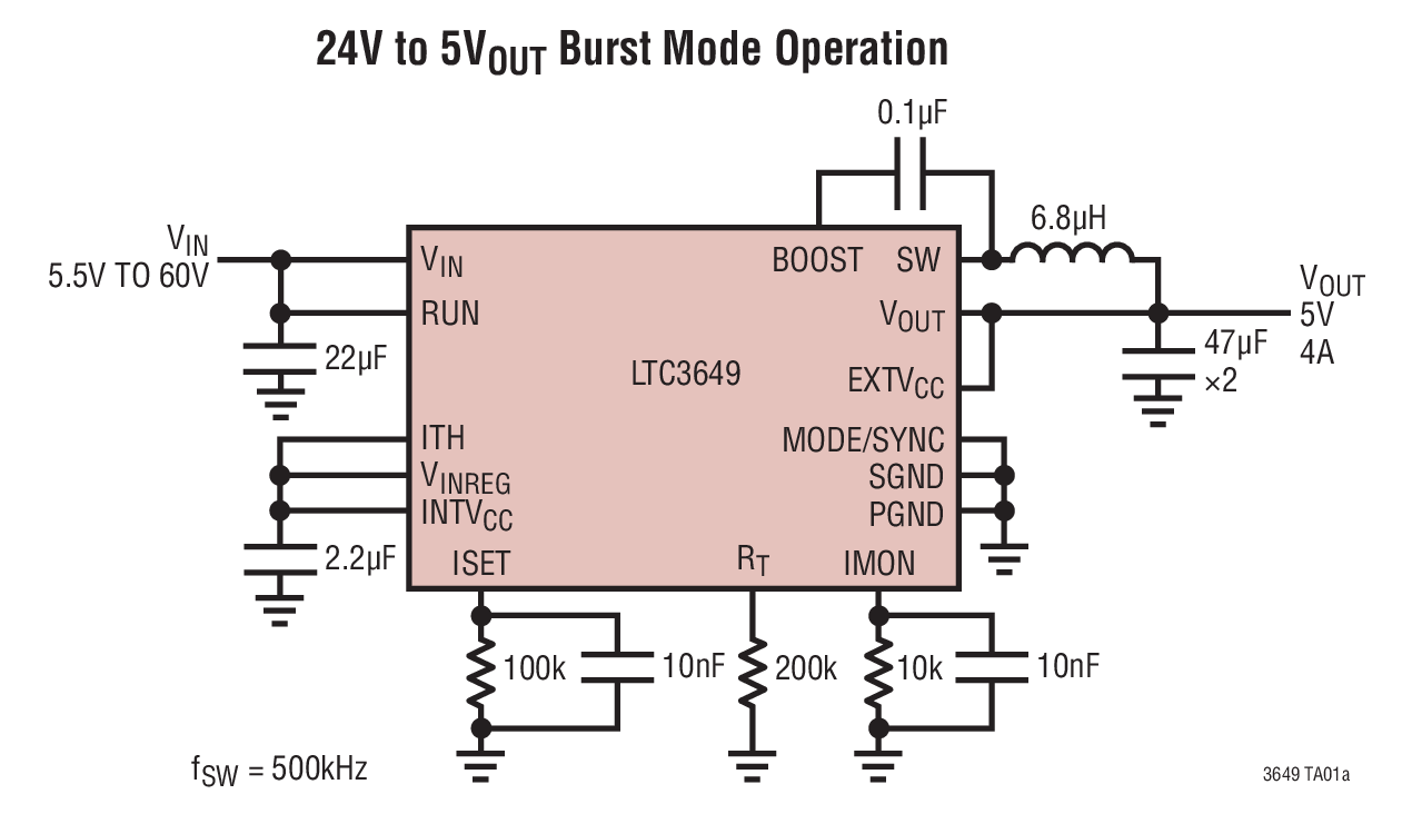 24V to 5VOUT Burst Mode Operation