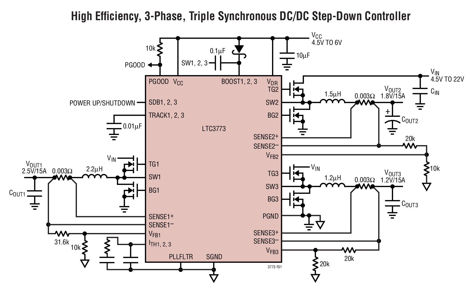 High Efﬁciency, 3-Phase, Triple Synchronous DC/DC Step-Down Controller