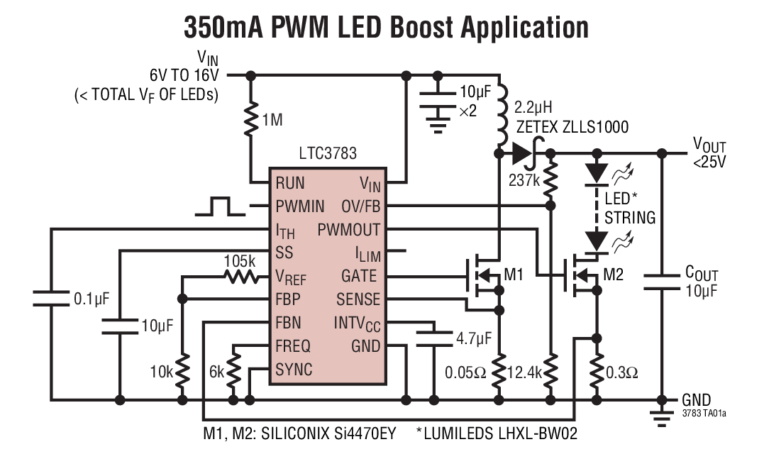 350mA PWM LED Boost Application