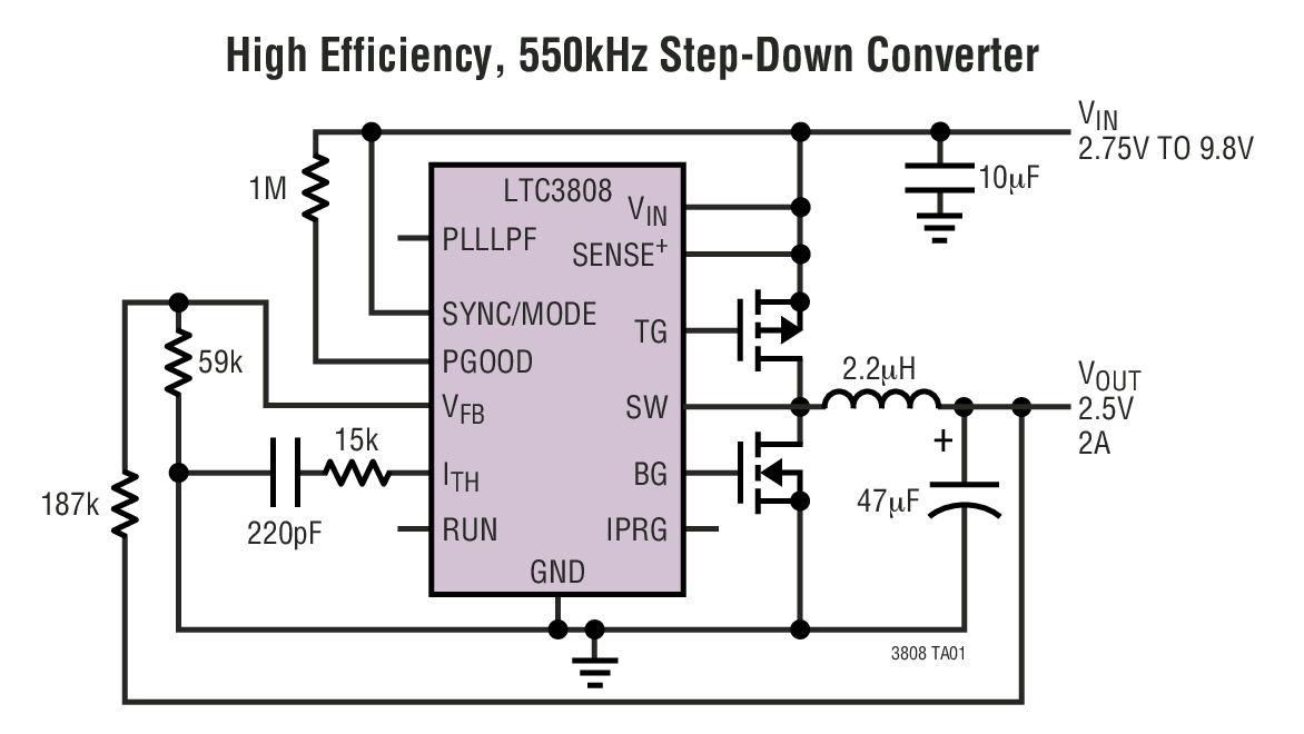 High Efficiency, 550kHz Step-Down Converter