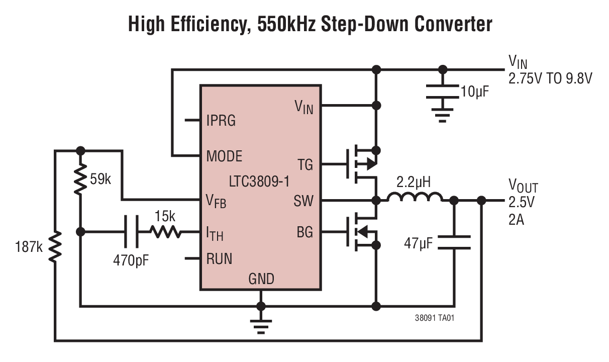 High Efﬁciency, 550kHz Step-Down Converter