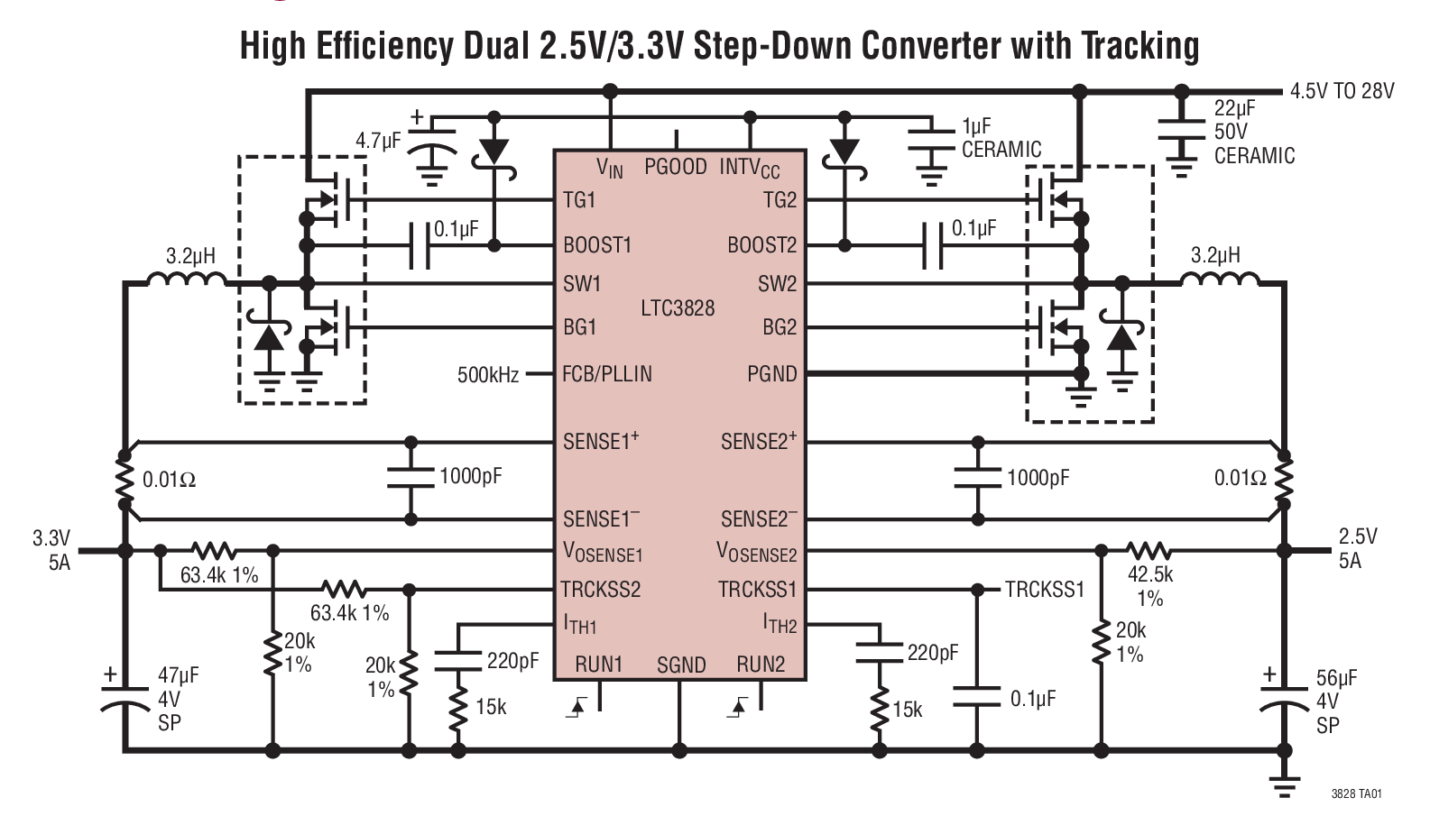 High Efﬁciency Dual 2.5V/3.3V Step-Down Converter with Tracking