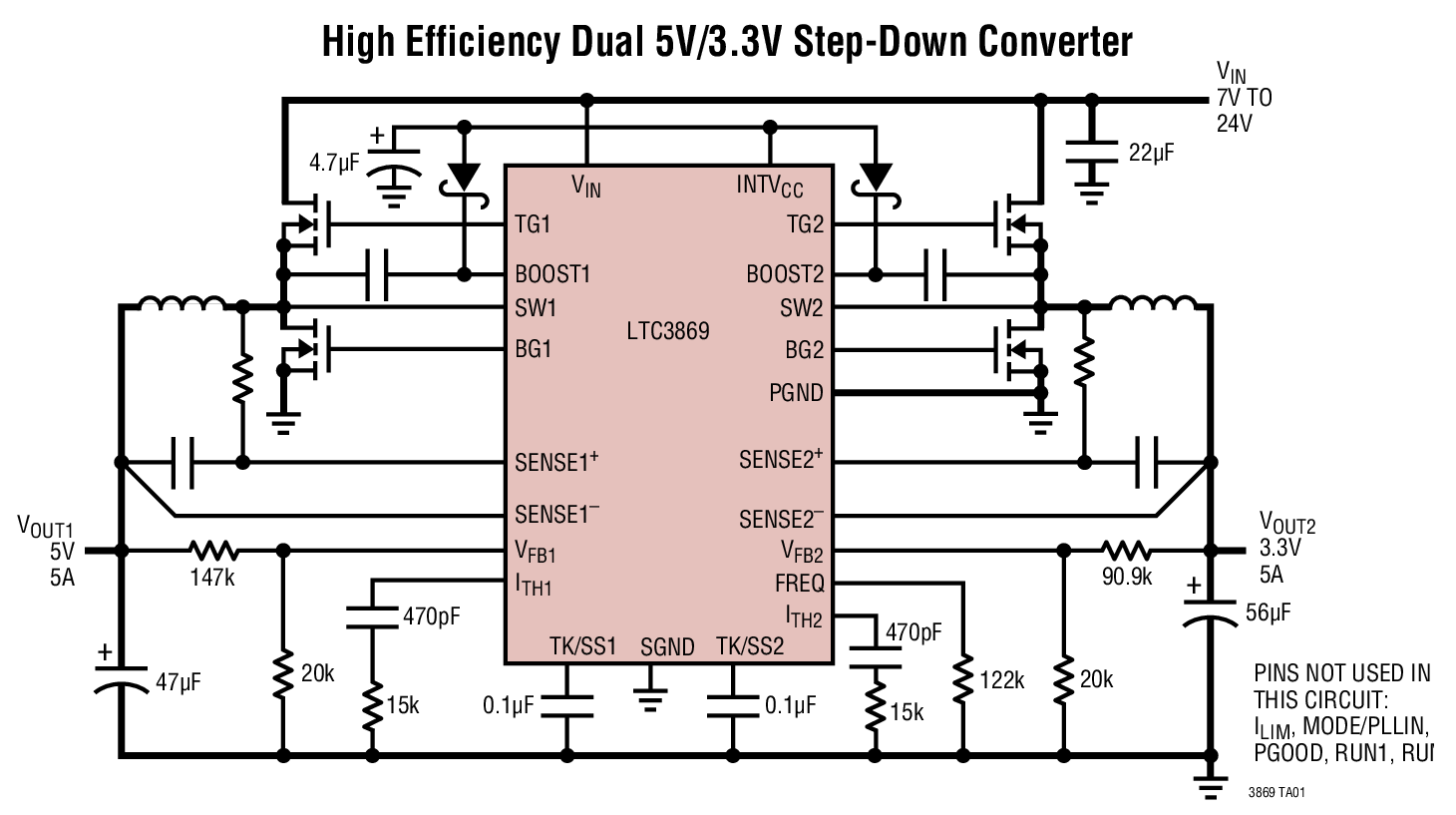 High Efficiency Dual 5V/3.3V Step-Down Converter