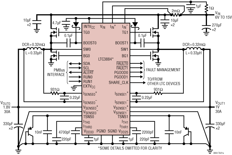 LTC3884/LTC3884-1 Application Circuit