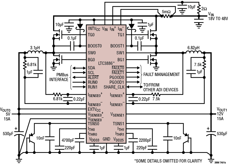 LTC3886/LTC3886-1 Application Circuit