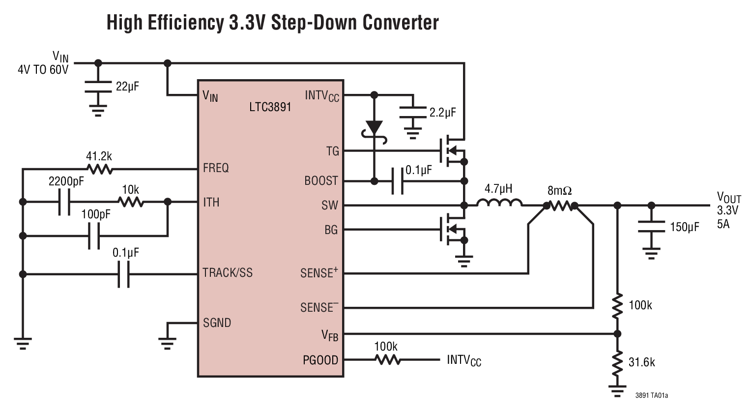 LT3891 High Efficiency 3.3V Step-Down Converter