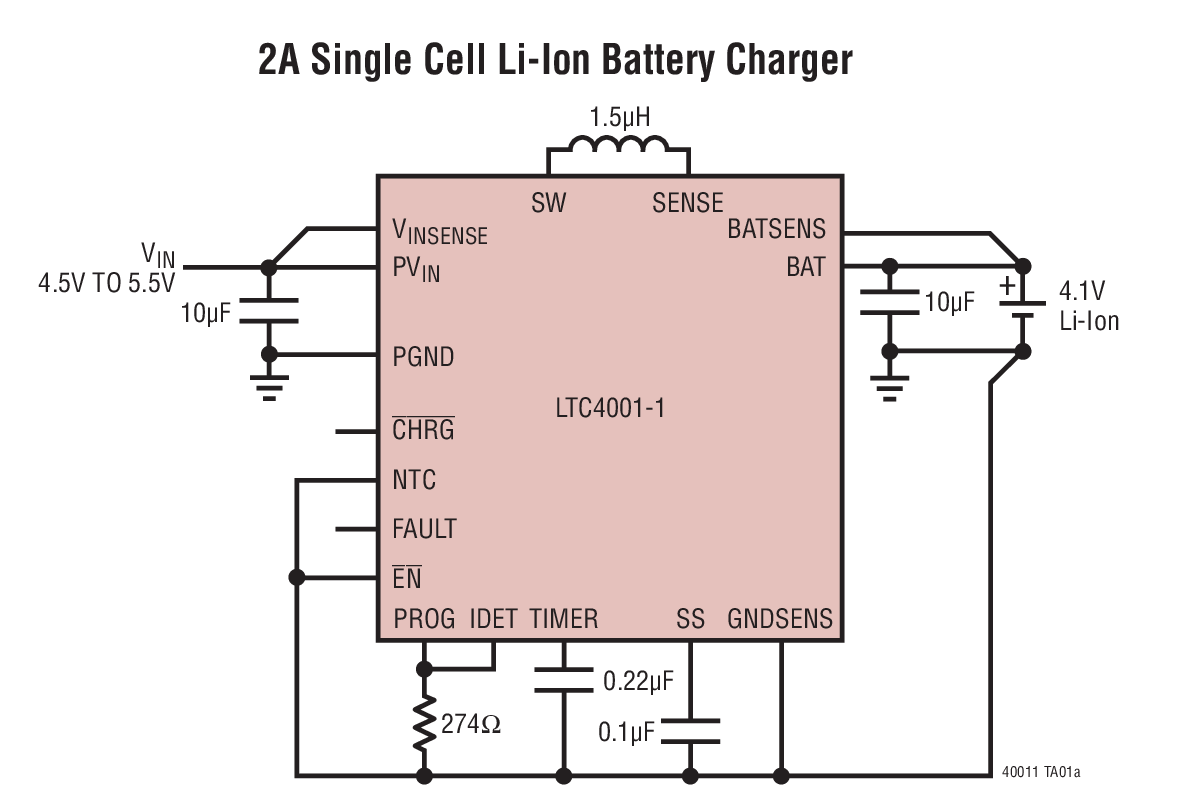 2A Single Cell Li-Ion Battery Charger