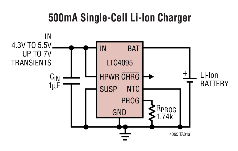 500mA Single-Cell Li-Ion Charger