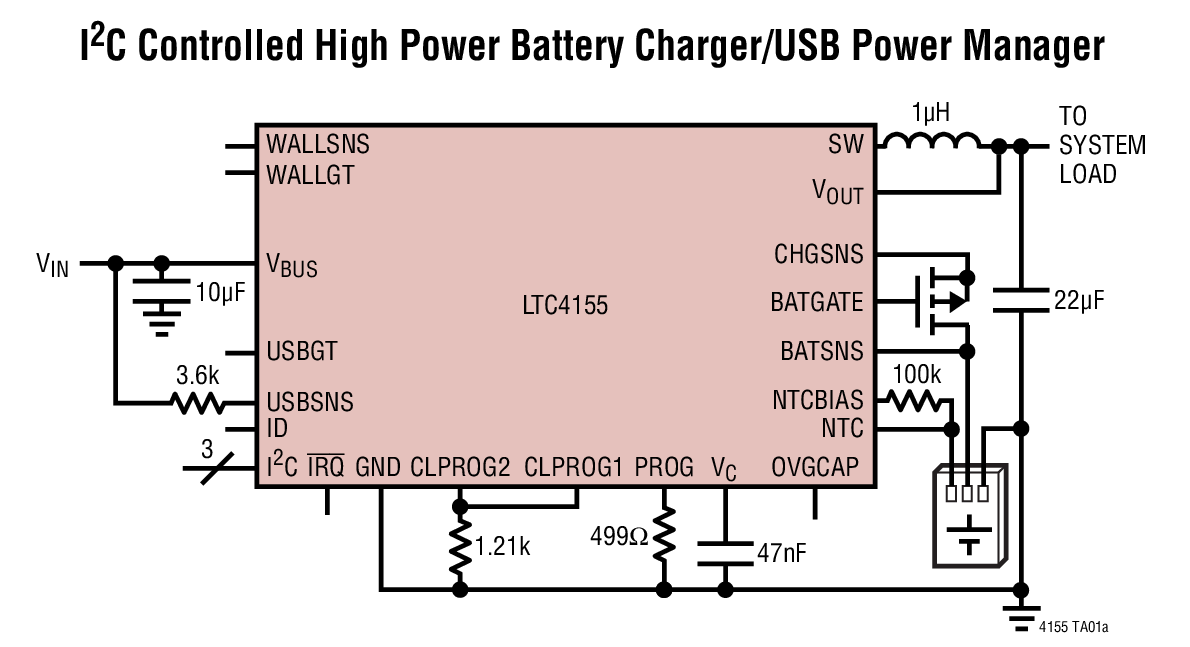 I2C Controlled High Power Battery Charger/USB Power Manager