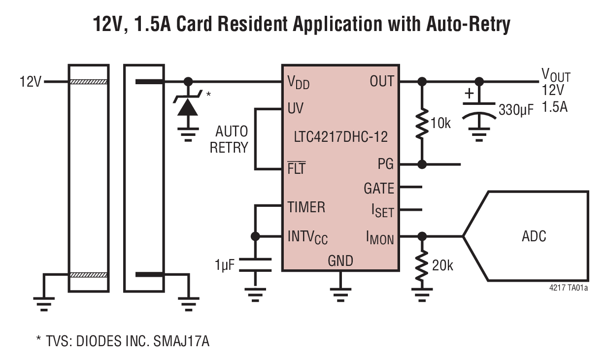 12V, 1.5A Card Resident Application with Auto-Retry