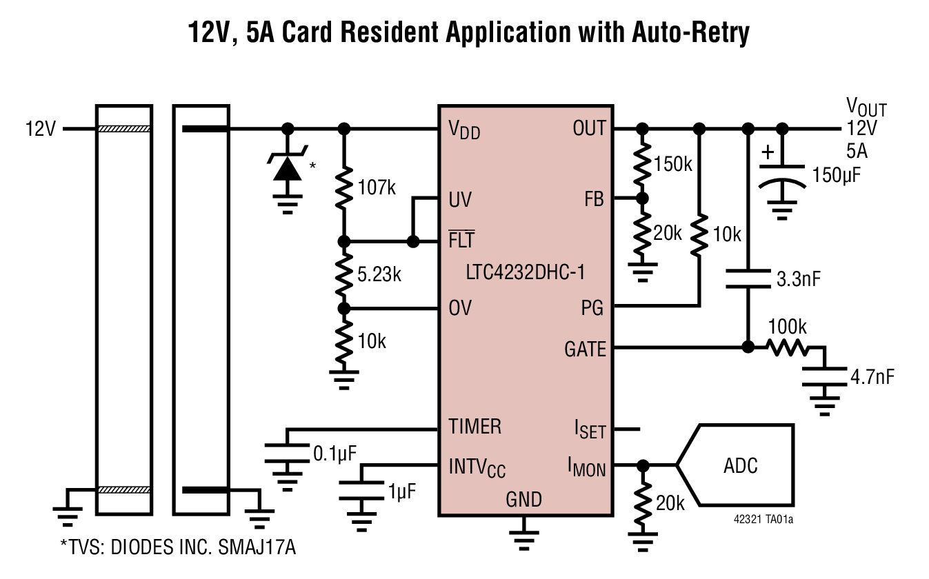 12V, 5A Card Resident Application with Auto-Retry