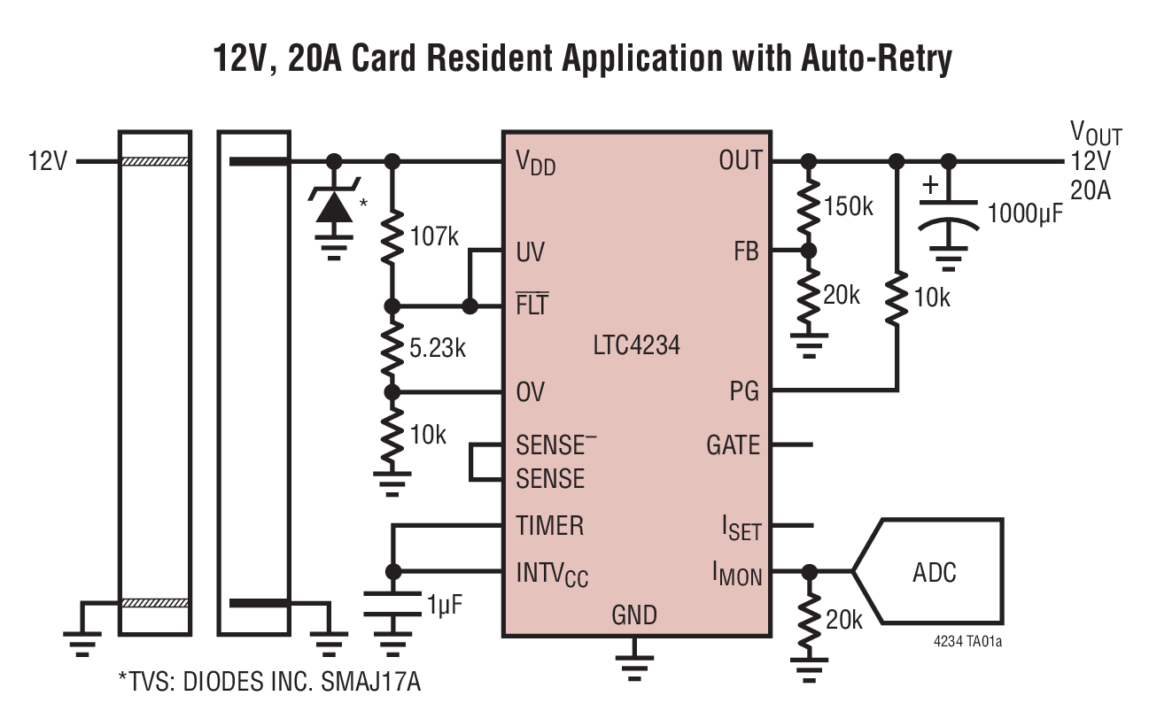 12V, 20A Card Resident Application with Auto-Retry