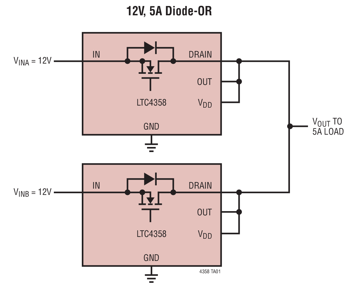 12V, 5A Diode-OR