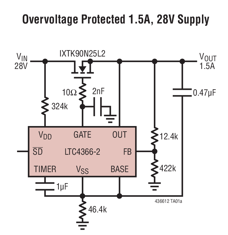 Overvoltage Protected 1.5A, 28V Supply
