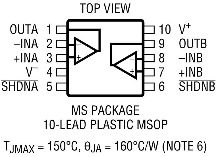 LTC6255-6256-6257 Pin Configuration