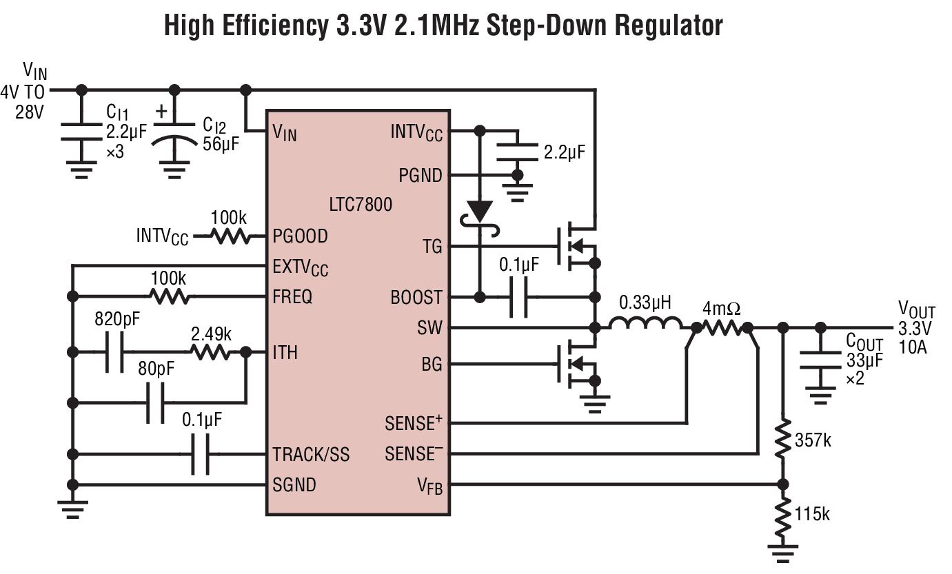 High Efficiency 3.3V 2.1MHz Step-Down Regulator