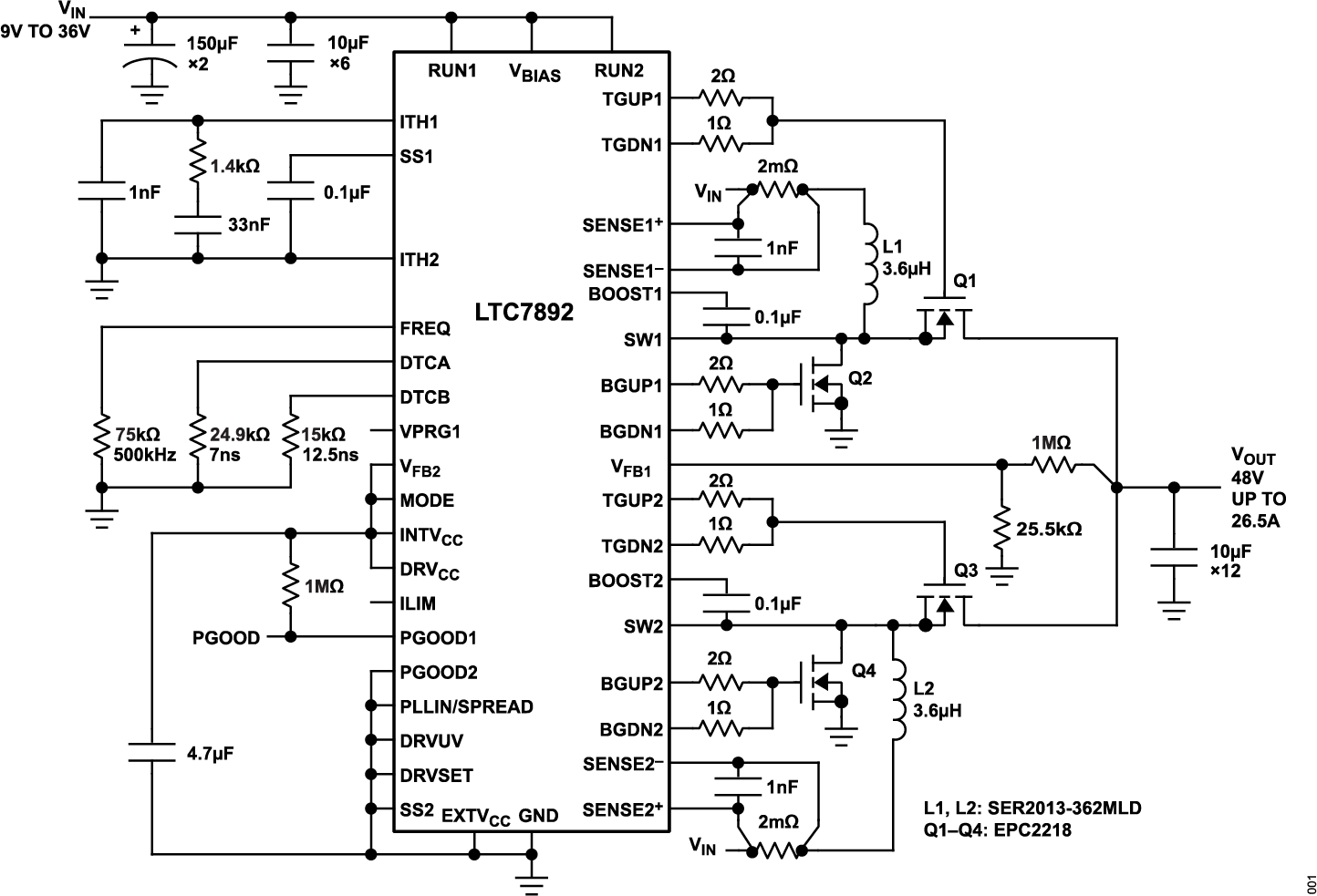LTC7892 Typical Application Circuit