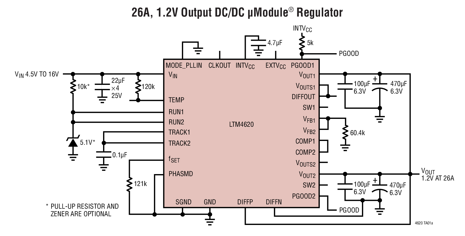26A, 1.2V Output DC/DC μModule® Regulator