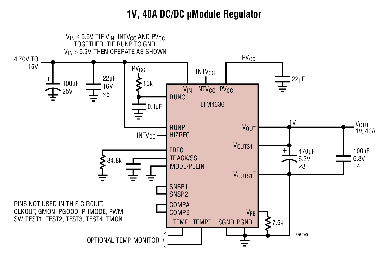 1V, 40A DC/DC μModule Regulator