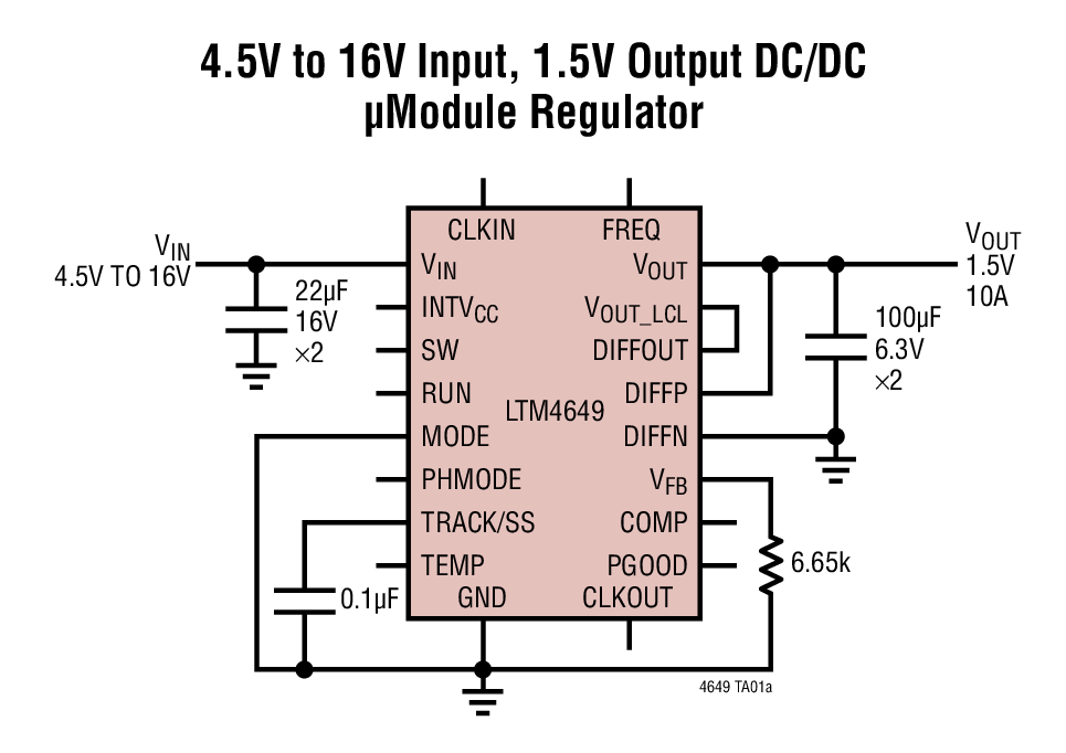 4.5V to 16V Input, 1.5V Output DC/DC μModule Regulator