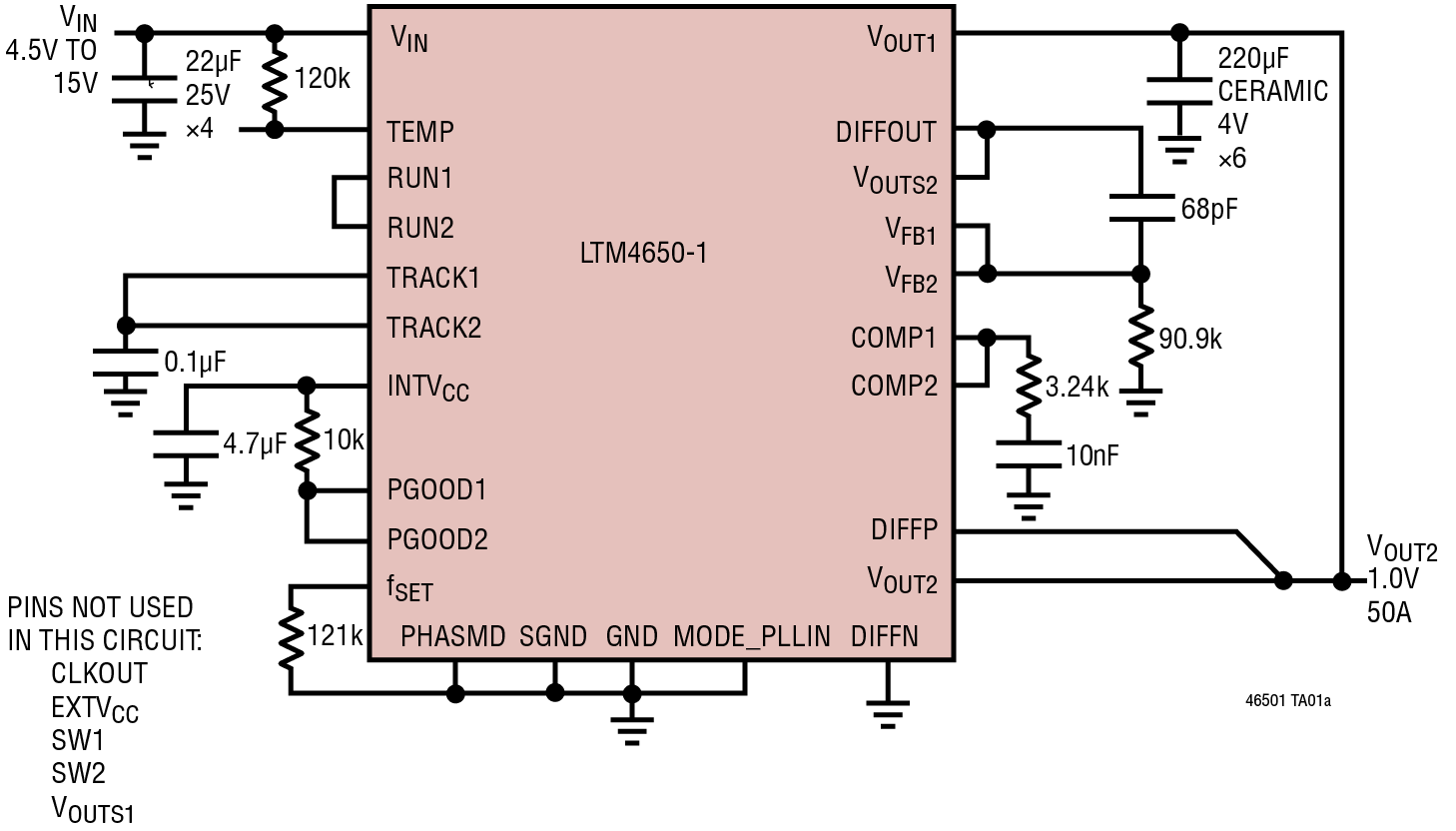 50A, 1.0V Output DC/DC μModule Regulator