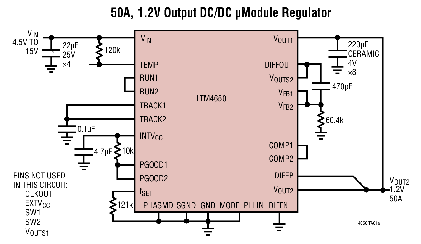50A, 1.2V Output DC/DC μModule Regulator