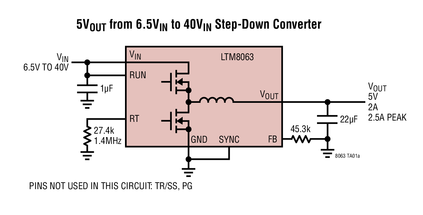 5VOUT from 6.5VIN to 40VIN Step-Down Converter
