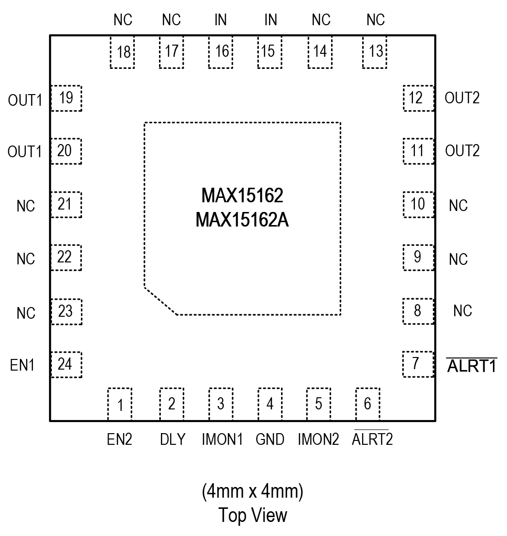 MAX1562/MAX1562A 24 TQFN Pin Configuration