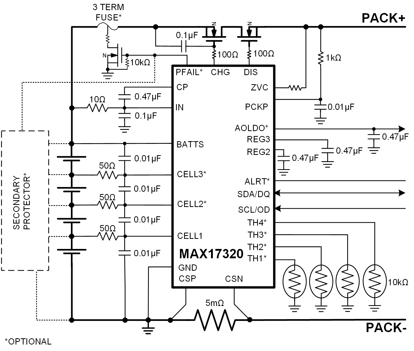 MAX17320 Typical Application Circuit