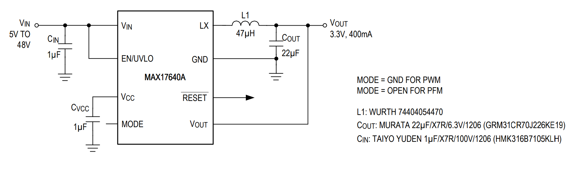 MAX17640 typical application circuits