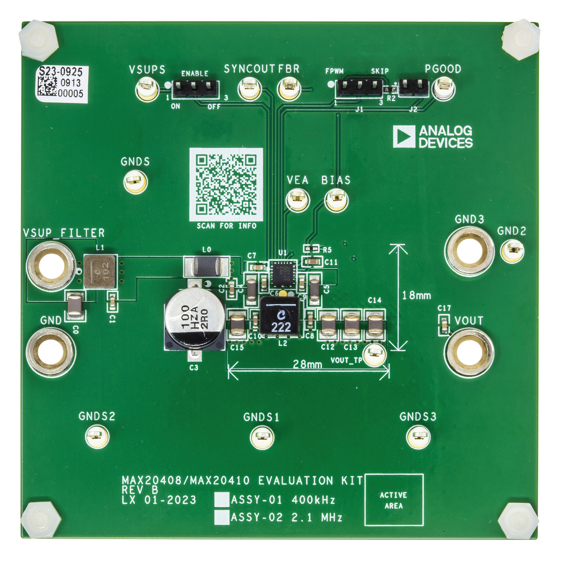 MAX20408/MAX20410 Evaluation Board Photo Top View