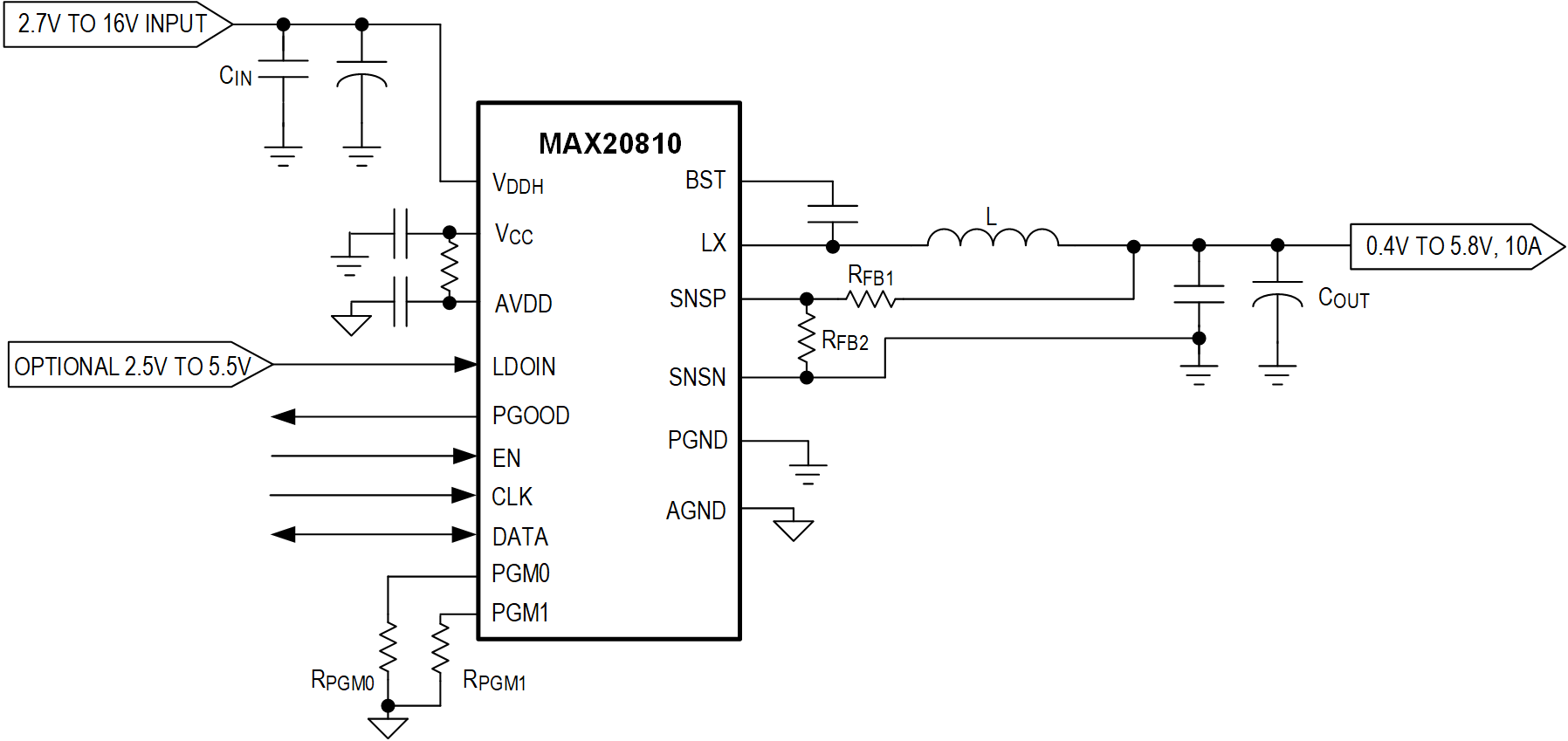 MAX20810 Simplified Application Circuit