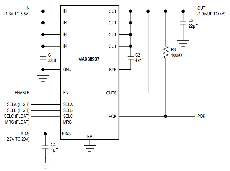 max38907 typical application circuit