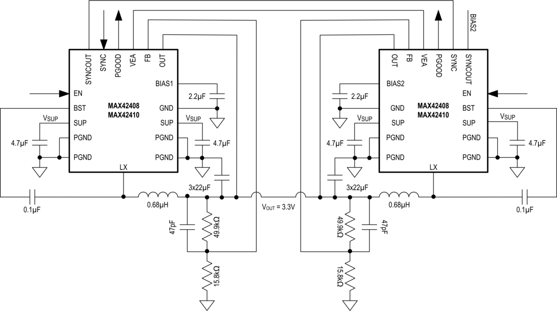 MAX42408-MAX42410 Dual Phase Operation (1-5MHz)
