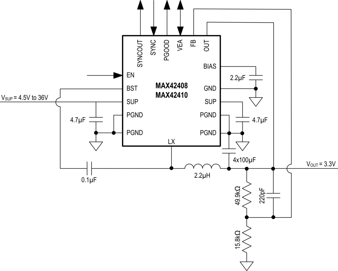 MAX42408-MAX42410 Single Phase Operation (400kHz)