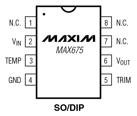 MAX675 SO/DIP Pin Configuration