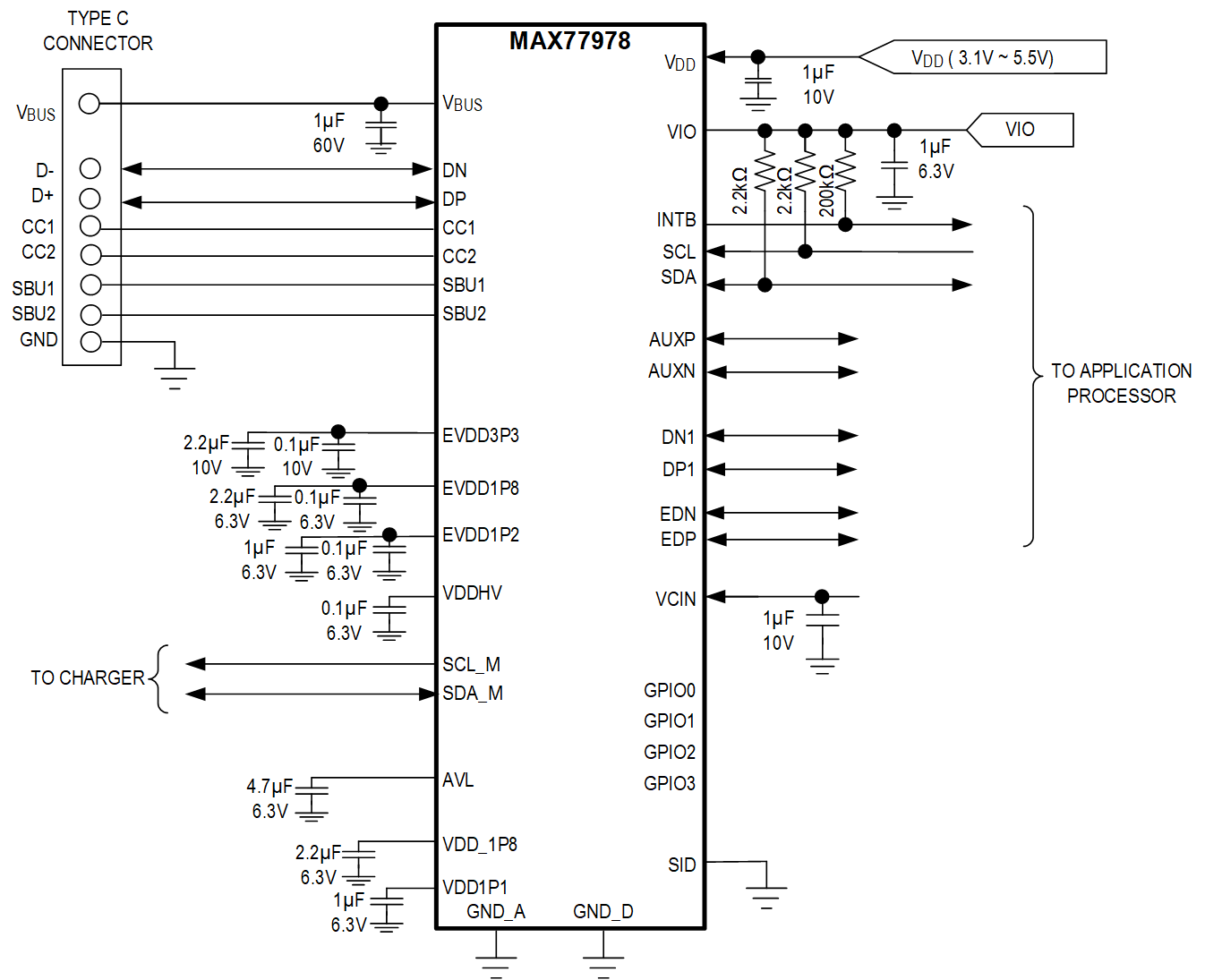 MAX77978 Simplified Block Diagram