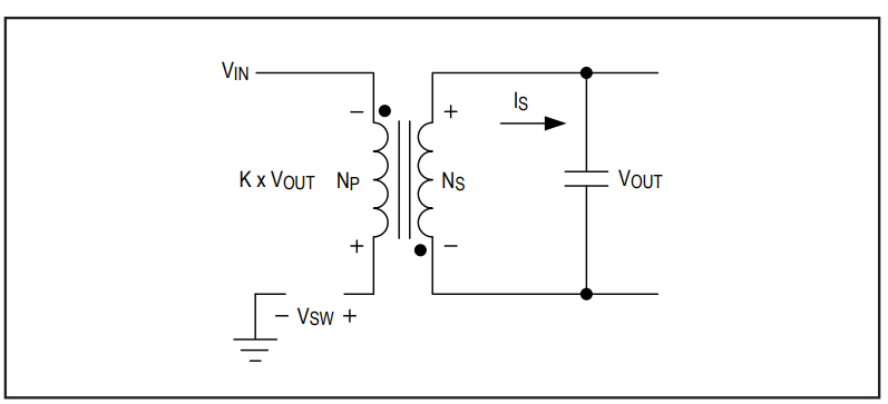 Figure 5. Flyback topology during off-time, tOFF.