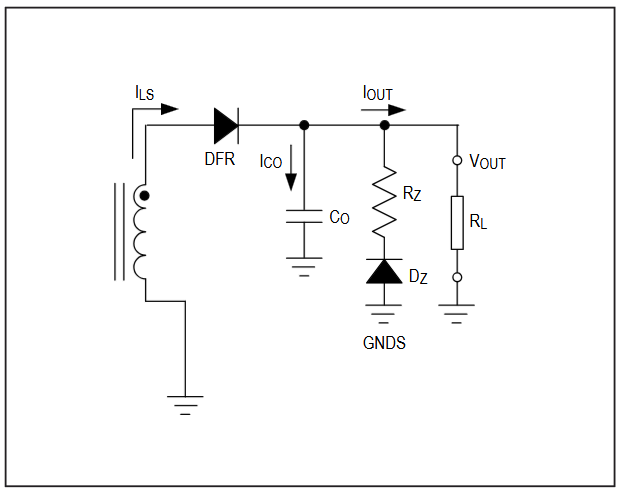 Figure 4. Simplified no-opto flyback schematic with Schottky diode.