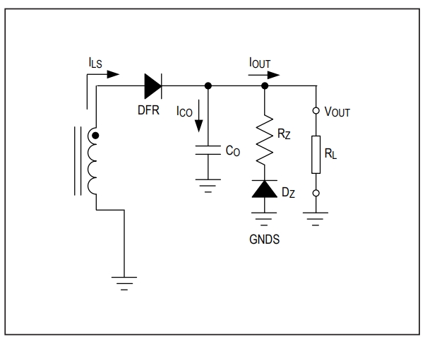 Figure 7. Simplified no-opto flyback schematic with Schottky diode.