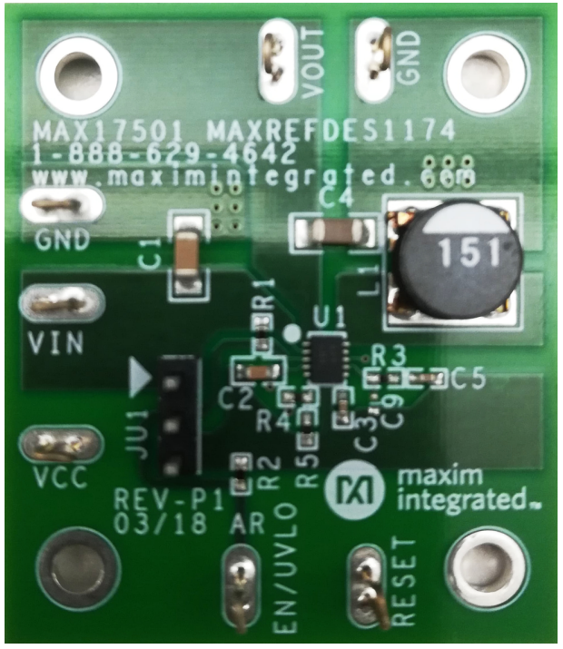 Figure 1. The MAXREFDES1180 variant uses the same layout as designed in the MAXREFDES1174, but with updated components to fulfill different design requirements.