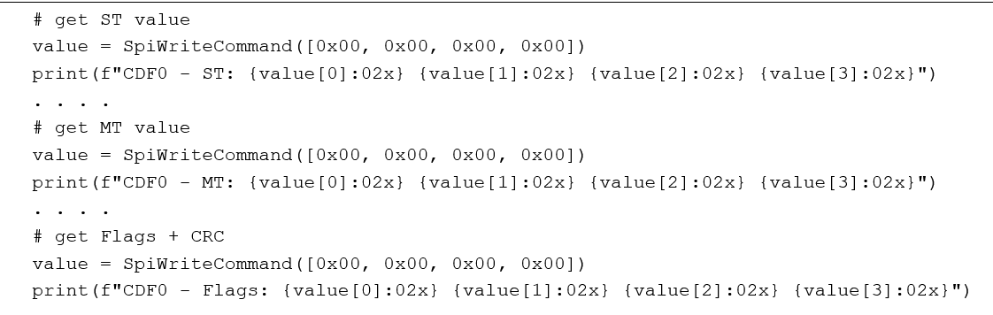 Figure 17. Python Example Program: Get Encoder Reply for Command CDF0