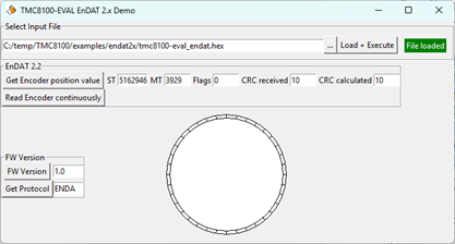 Figure 6. Python GUI with Firmware Loaded after Encoder Read-Out